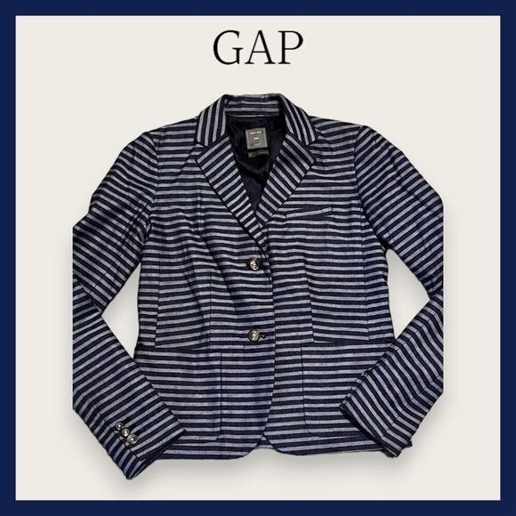 GAP Women's Classic Blue Striped Blazer ~ Size 0 ~ Extra Sharp! - Picture 2 of 7